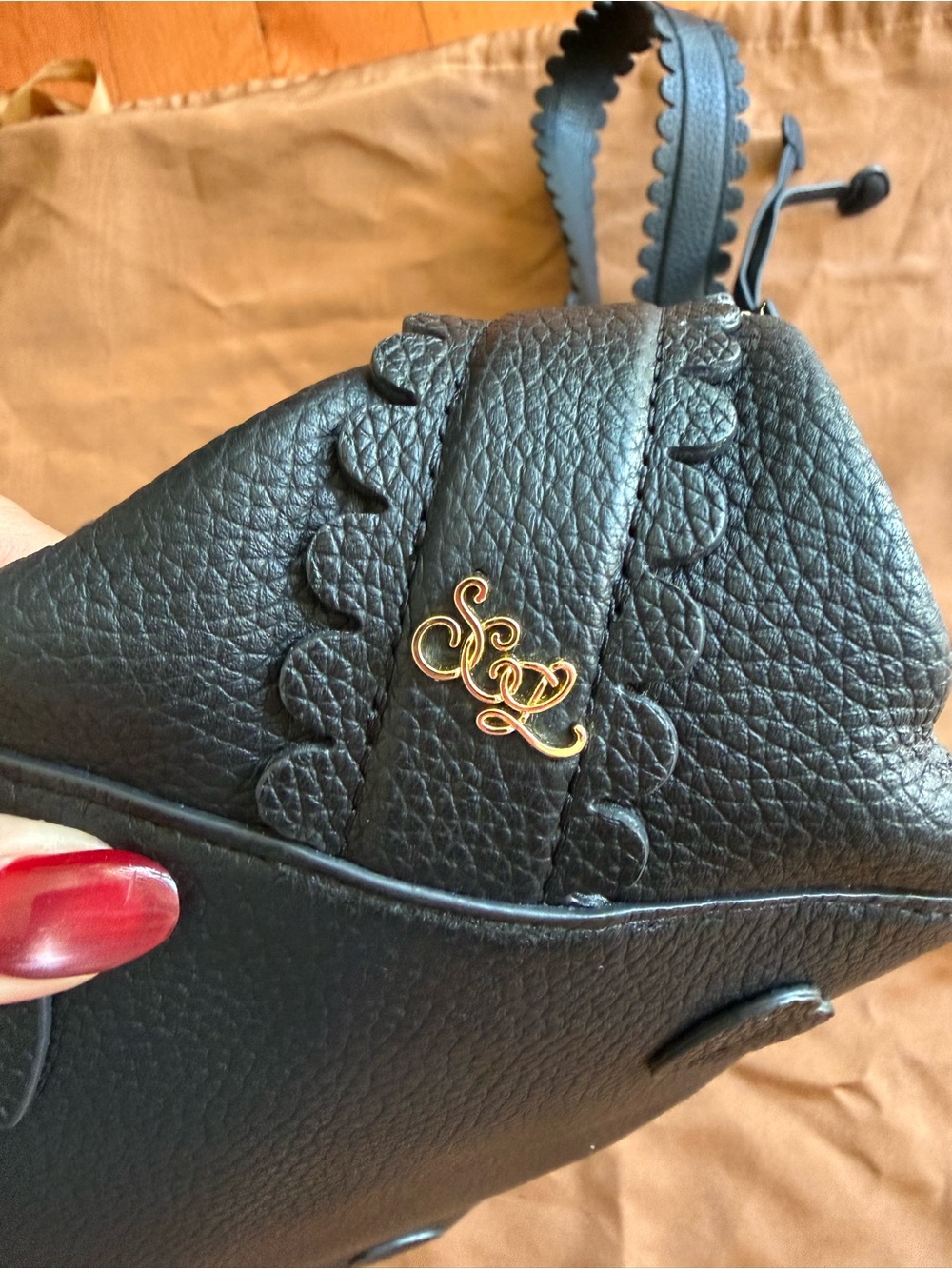 Stoney Clover Lane Leather Henrietta Bucket Bag Noir Black - Picture 6 of 16
